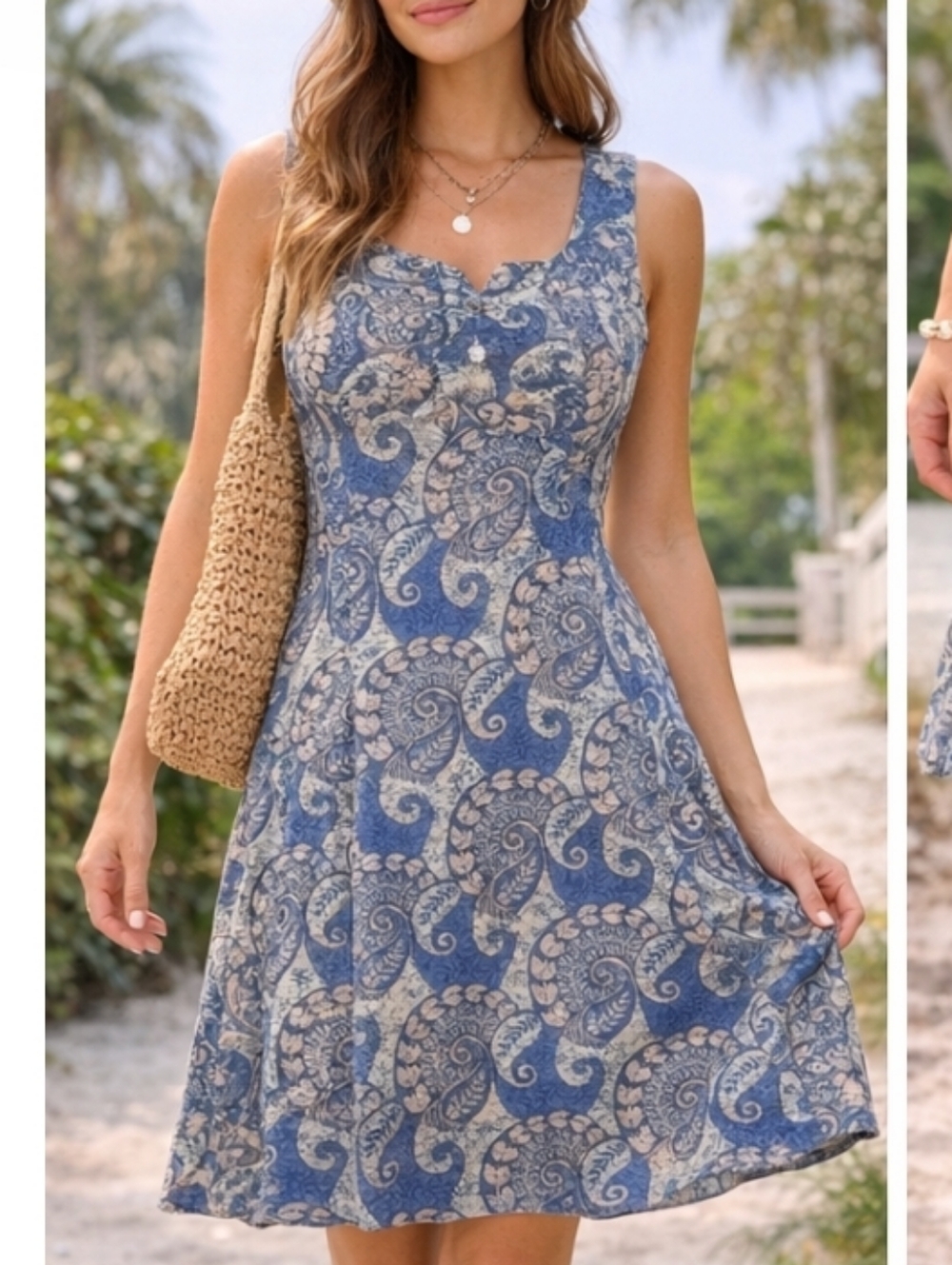 Vintage Liberty House Hawaii Paisley Dress Blue Paisley Cotton Coastal 14